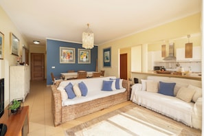 Livingroom and dining area and kitchen
