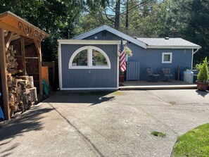 wood pile and front porch