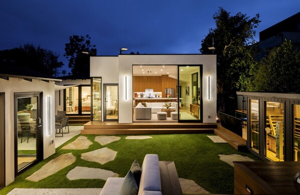 Create memories in this private backyard oasis—complete with outdoor seating, dining space, a cozy fire pit, refreshing outdoor shower, relaxing spa, cold plunge, and a rejuvenating sauna for a true spa-like experience. There’s plenty of room for the whol