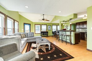 Spacious living area with seating for the whole family