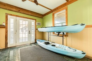 Take the kayaks for a ride down the canal to Galveston Bay!
