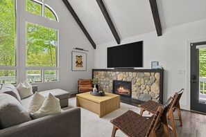 Stone, wood, and fire—ingredients for the coziest retreat!