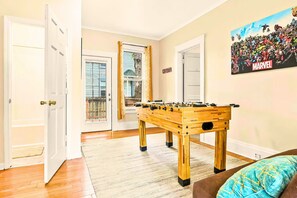 Engage in friendly competition w/ a foosball table in a spacious gameroom