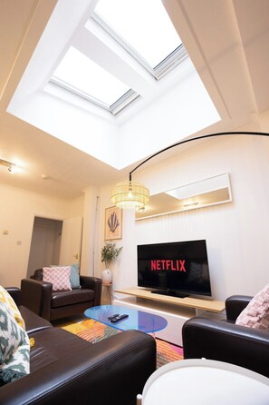 Lounge with skylight.
