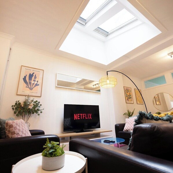 Lounge with skylight.