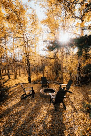 The beautiful fire pit will make you want to stay out under the stars for hours! Pull up a chair, grab your s'more stick and enjoy the free firewood. 