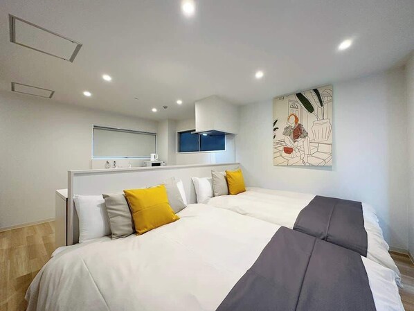 2x Double size bed, comfortable for 4 adult