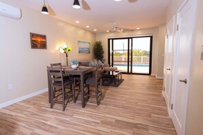 Access to the pool is through the sitting area
