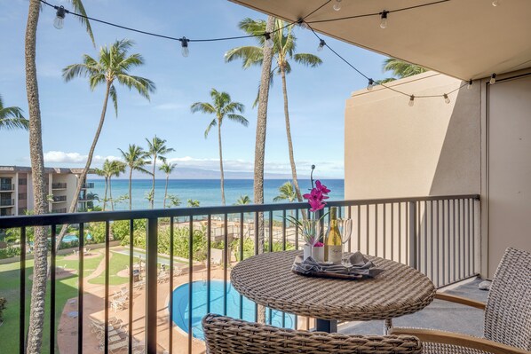 The lanai offers beautiful views