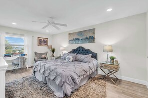 The main bedroom has a King bed! 