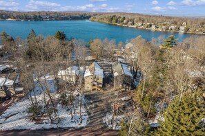 Bird Eye view of House with Lake Harmony