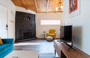 the fireplace makes for a cozy night in. 
