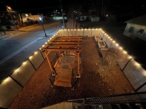 Fully fenced privacy fence in backyard