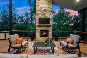 Back deck area with a stunning backdrop!