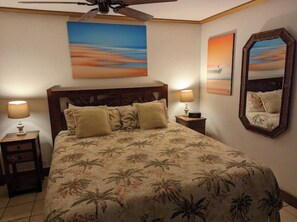 King size bed with a Novaform top rated mattress.