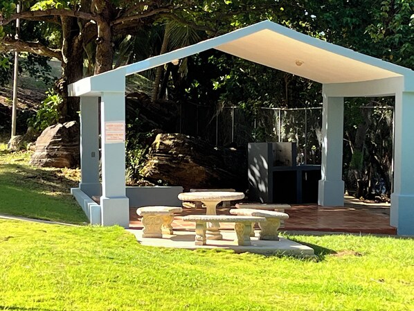 Several gazebos and grilling areas on the property.