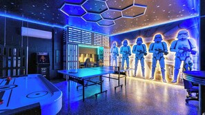 Star Wars themed arcade room with table tennis, air hockey & games
