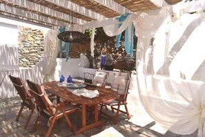 Exterior dinning space on the property