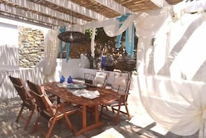 Exterior dinning space on the property