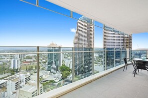 Spacious balcony with panoramic views of the Gold Coast 