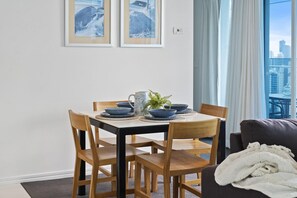 Share sumptuous meals with the family in this sophisticated dining area