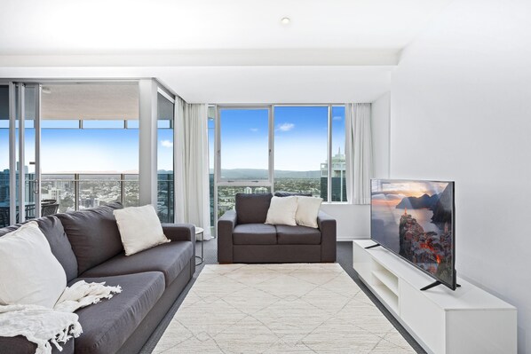Spacious and cozy living area for the guests to relax