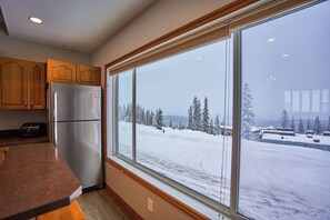 The view out of the windows in the kitchen overlooks some of  SilverStar's village.