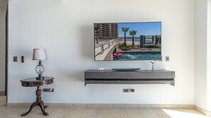 Th wall mounted living room TV.