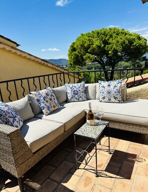 Outdoor lounge setting on terrace