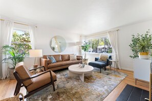 Enjoy the cozy comfort of the living room as you watch TV, read, or hang out with friends and family. 