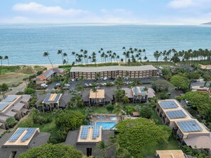 Kihei Garden Estates is in the foreground with the solar panels on the roofs.