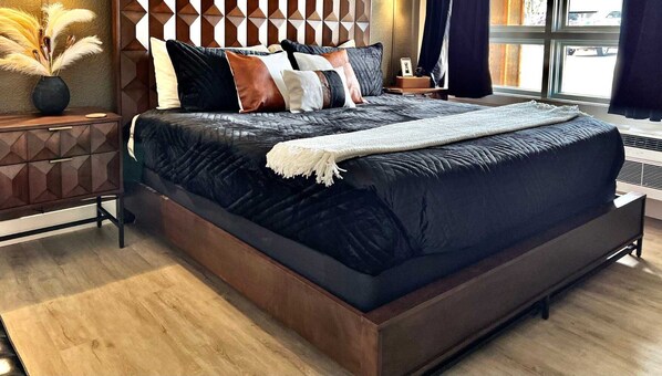 Stunning bedroom with king sized bed