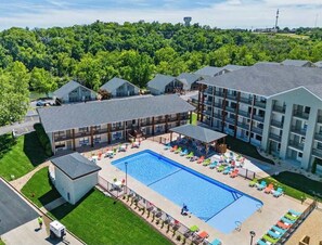 One of Branson's most beautiful outdoor pool with pavilion, kids play area and firepit