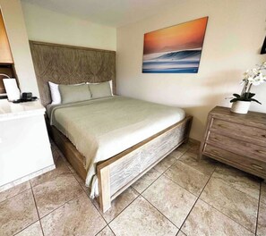 Comfortable King Size Bed, there is also a pull out sofa that is a double bed.
