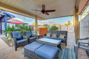 Private Backyard | Covered Lounge Area