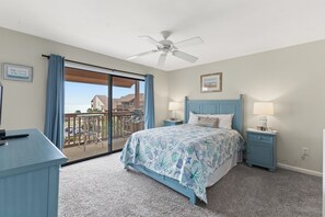 Upstairs queen bedroom with private balcony