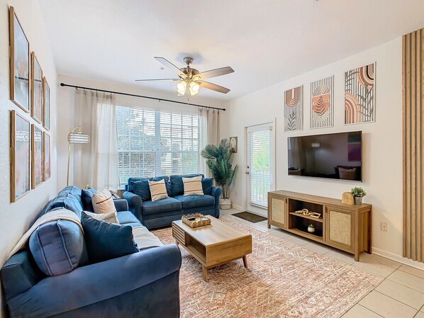 Relax in our spacious and cozy living area