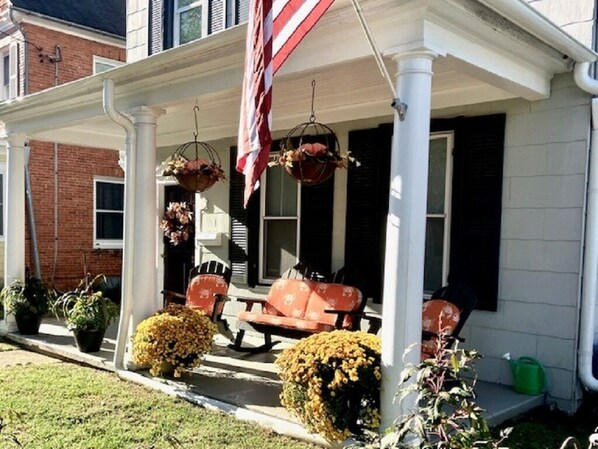Front entrance and porch welcome you.
