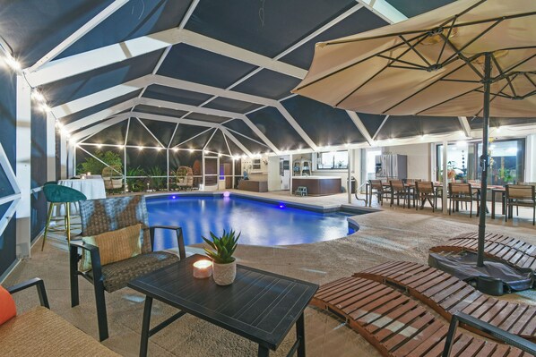 Large Screened Heated Pool Deck Patio