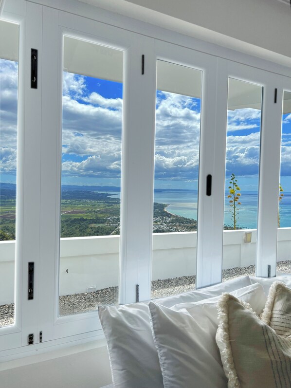 View from your bed. Your room has blackout curtains for a great night's sleep and sheer curtains if you want to enjoy the view.