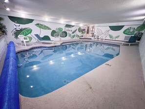 The private indoor pool & hot tub makes your time at the lodge fun for everyone!