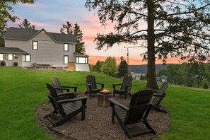 Perched at the top of our property, our newly built six person fire-pit is the perfect place to relax, roast marshmallows, and enjoy the spectacular lake views.