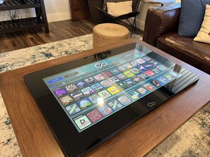 You won't find the Infinity Game table like this anywhere else with built in custom coffe table