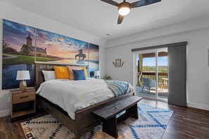 The large primary suite includes a private 3rd level deck, coffee and beverage station, sitting area and ensuite bathroom