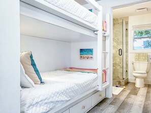 And at the end of the hall is the brand new bathroom.