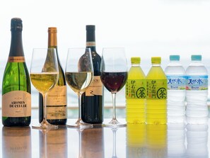 [Suite room (91 and 93 only)] Wine (red, white, bubbles) is always available in the wine cellar in the room.