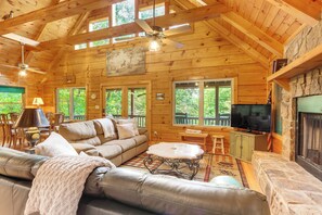 Living Room | 1st Floor | 2-Story Cabin | Free WiFi