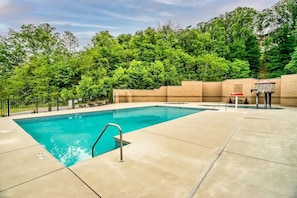Our neighborhood pool features a kids area, a large pool and a public hot tub. 