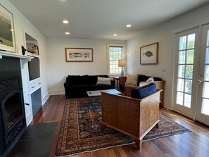 Living room with custom built furniture.