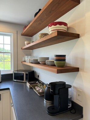 Beautiful floating shelves in the kitchen
